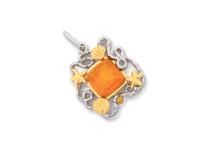 Подвеска из серебра с янтарем и позолотой