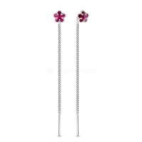 Серьги протяжки из серебра с ювелирными кристаллами