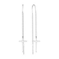 Серьги продевки из серебра без вставок