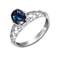 Кольцо из белого золота с натуральным сапфиром