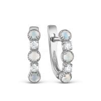 Серьги из серебра с кварцем и фианитами