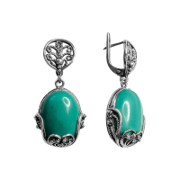 Серьги из черненого серебра с натуральной бирюзой