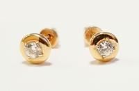 Серьги пусеты из красного золота с фианитами