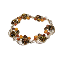 Браслет из серебра с натуральным янтарем