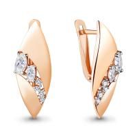 Серьги из позолоченного серебра с фианитами