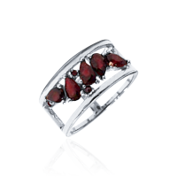 Кольцо из серебра с натуральным гранатом (Чехия)