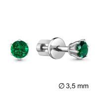 Серьги пусеты из серебра с наноизумрудами