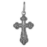 Подвеска крест из черненого серебра без вставок