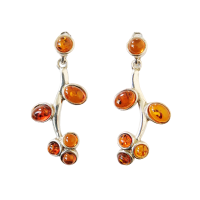 Серьги из серебра с натуральным янтарем