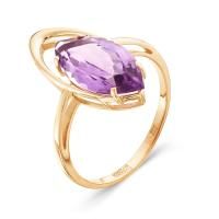 Кольцо из красного золота с натуральным аметистом