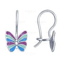 Серьги из серебра с эмалью бабочки (SOKOLOV)