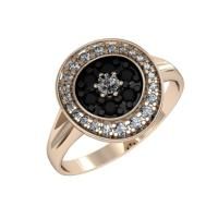 Кольцо из золоченого серебра с бриллиантом и черной шпинелью
