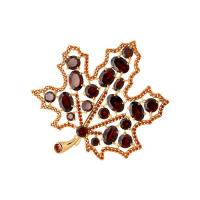 Брошь из серебра с позолотой, гранатами и фианитами (SOKOLOV)