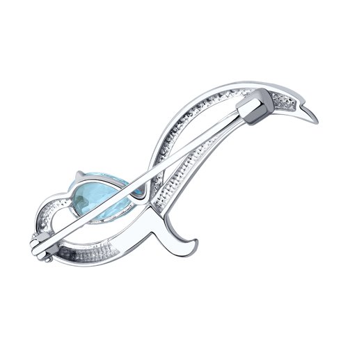 Брошь из серебра с топазом и фианитами