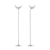 Серьги продевки Лунницы из серебра с фианитом