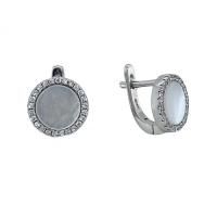 Серьги из серебра с перламутром и фианитами