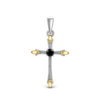 Подвеска крест из комбинированного серебра со шпинелью