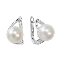 Серьги из серебра с жемчугом и фианитами