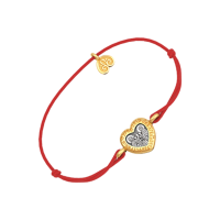 Браслет Святые Петр и Февронья из красной шелковой нити с золоченым серебром