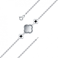 Браслет Клевер из серебра с фианитами