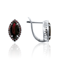 Серьги из серебра с натуральным гранатом (Чехия)