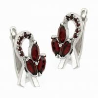 Серьги из серебра с натуральным гранатом