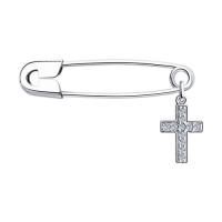 Брошь-булавка из серебра с фианитами (SOKOLOV)