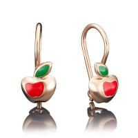 Детские серьги из красного золота с эмалью