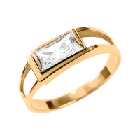 Кольцо из красного золота с фианитом