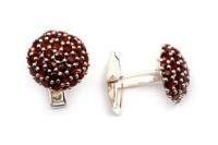 Запонки из серебра с натуральным гранатом