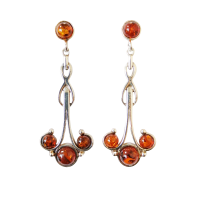 Серьги из серебра с натуральным янтарем