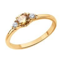 Кольцо из золоченого серебра с фианитами