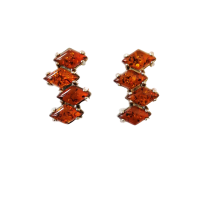 Серьги пусеты из серебра с натуральным янтарем