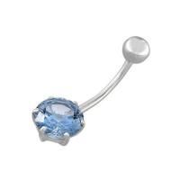 Пирсинг в пупок из серебра с голубым фианитом (SOKOLOV)