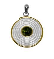 Подвеска из серебра с янтарем и позолотой