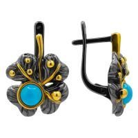 Серьги из комбинированного серебра с бирюзой