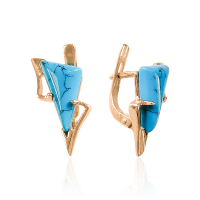 Серьги из позолоченного серебра с бирюзой