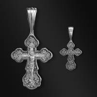 Нательный крестик из серебра с родием и чернением