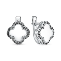 Серьги из серебра с черными фианитами