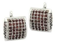 Серьги из серебра с натуральным гранатом