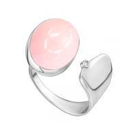 Кольцо из серебра с натуральным кораллом и фианитом