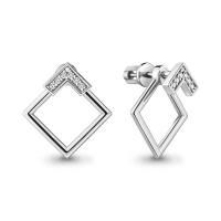 Серьги-джекеты пусеты из серебра с фианитами