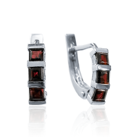 Серьги из серебра с натуральным гранатом (Чехия)