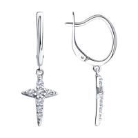 Серьги из серебра с фианитами Звезды