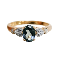 Кольцо из красного золота с лондон топазом и бриллиантами