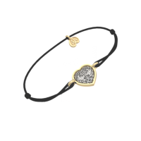 Браслет ЗАПОВЕДЬ НОВУЮ ДАЮ из золочёного серебра на черной нити