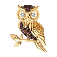 Брошь из золочёного серебра с фианитами (SOKOLOV)