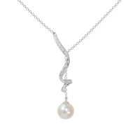 Колье из серебра с натуральным жемчугом и фианитами