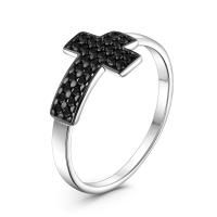 Кольцо крест из серебра со шпинелью