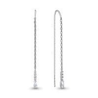 Серьги продевки из серебра с фианитами